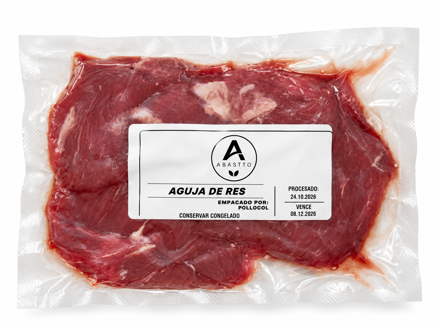 Aguja de res en su empaque