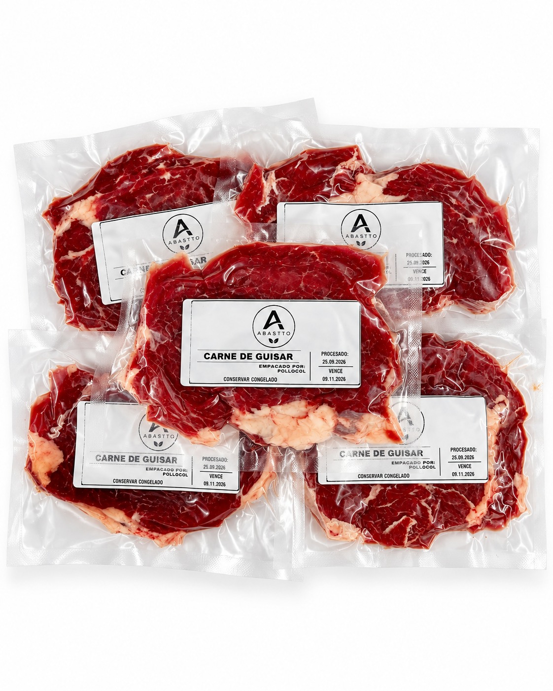 Carne para guisar en su empaque